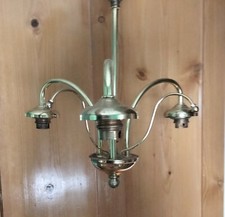 Vintage Vogue Gold Brass 3 Arm Ceiling Pendant Light Chandelier 3 available