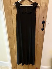 Laura Ashley Vintage Silk Long Dress Black Frill Collar Modern Size Small 8-10