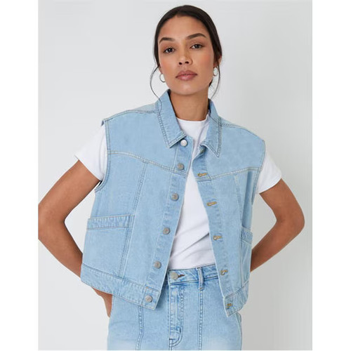 Threadbare denim gilet - denim,