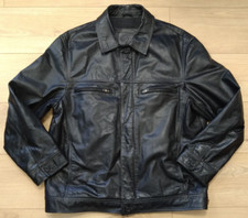 Ciro Citterio Black Leather Men's Pre-Owned Used Jacket Extra Large XL