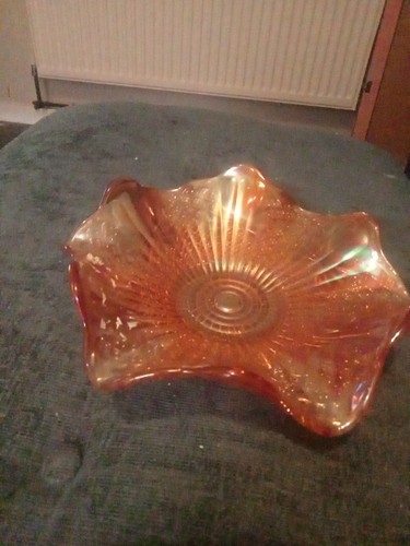 Carnival glass bowl and - glass,