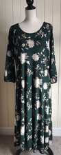 LAURA ASHLEY - Autumnal Green Floral Jersey Midi Dress - Size UK 18