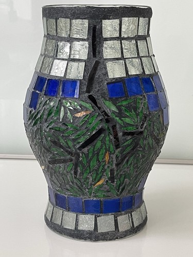 Vintage mosaic glass hurricane - mosaic,