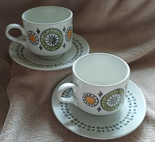 Vintage Broadhurst Ironstone, Renaissance Design, Cups & Saucers x 2.