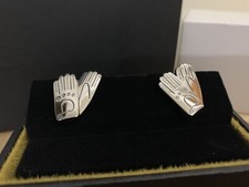 DUNHILL LONDON SILVER TONE DRIVING GLOVES CUFFLINKS