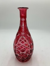 Red tall skinny vase glass - red,