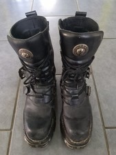 New Rock Reactor Demon Skull Buckles Leather Boots Uk 10.5 45c