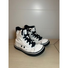 Crocs Kids Hover High Top Sneakers Size 10 White Black Canvas Rubber Lightweight