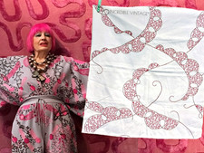 Vintage ZANDRA RHODES Wiggle Design Fabric Square Scarf 1970s Unique Embroidery