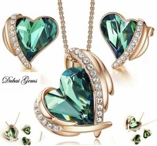 Rose gold finish heart Emerald