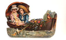 Victorian Die Cut Boat Scene