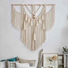 Macrame Wall Hanging Tapestry 80x83cm Hand Woven Tassels Fits Nordic Style Decor