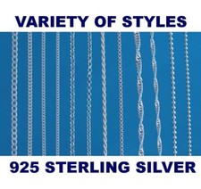 925 STERLING SILVER CHAIN NECKLACE CURB  BALL  BELCHER VARIOUS LENGTHS AVAILABLE