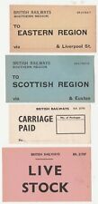 4 BRITISH RAILWAY LUGGAGE LABELS - VARIOUS TYPES
