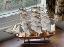 Model Wooden Boat Sailing Ship Galleon Collectible 17"x 22" approx.