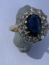 18 Carat Antique Gold Sapphire and Diamond Cluster Ring. Size L / M
