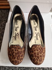 Brown.  George. Leopard Print Suede Effect Slip On Shoes. UK Size 5