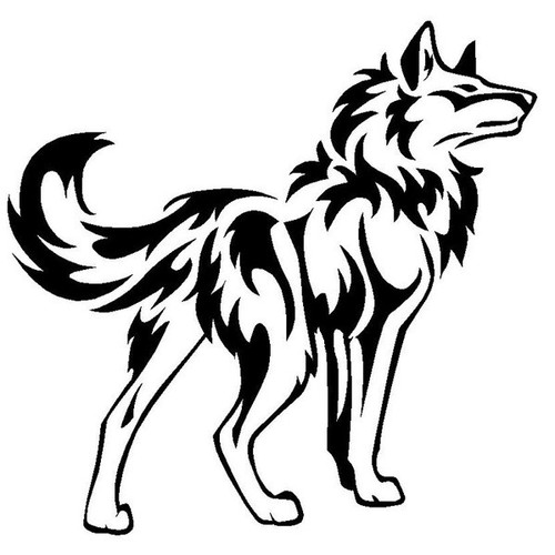 Large wolf car bonnet - car, side