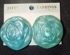 Vintage Javel Clip On Blue Earrings Costume Jewellery New Xmas Birthday Gift UK