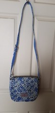 Cath Kidston Blue & White Flowered Saddle Bag Handbag Magnetic closure VGC