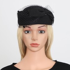 Womens Beret Bowknot Hat Pillbox Derby Elegant Felt Vintage Cap Church Show New