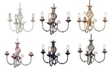 3 Arm Classic Barley Twist Chandelier Ceiling Light Brass, Silver, Black / Cream