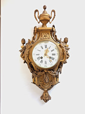 Antique French Gilt Bronze Cartel Wall Clock S. Marti Louis XVI Revival