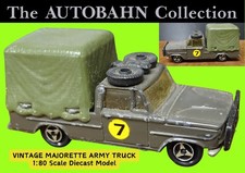 VINTAGE US ARMY PICK-UP TRUCK OLD FRENCH MADE MAJORETTE 1:80 SCALE DIECAST MODEL