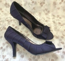 NEW! Phase Eight UK4 Eur37 US6 purple satin peep toe shoes with pleats & bows