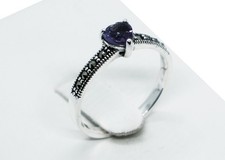 Silver Ring Amethyst Heart