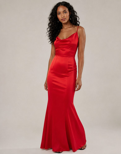 Lipsy red satin maxi evening - red,