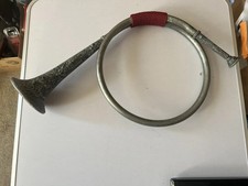 French German Vintage Replica Fox  Hunting Horn Cast Metal Embossed