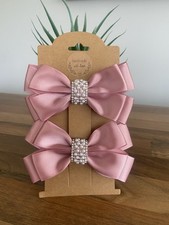 Dusky Pink Pigtail Bows With