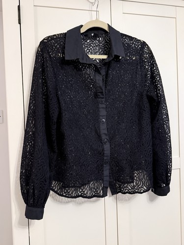 Very black lace blouse - v,