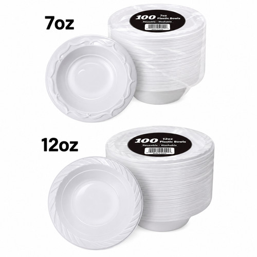White reusable bowls party - white,