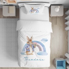 Personalised Blue Rabbit Cot