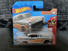 HotWheels Grey 55 Chevy with Flames Short Card