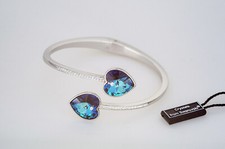 Swarovski Crystal  Blue Heart shaped hinged Bangle from Warren James