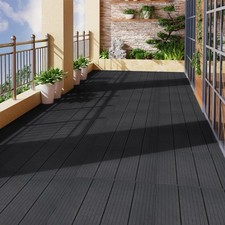 11pcs Interlocking Outdoor Deck Tiles 30x30CM Wood Floor Tiles Patio Flooring UK