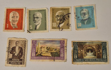 1950s-1970s 7 x Turkish Stamps ~ Turkiye 1x1, 1x5, 2x10, 1x15, 1x20 & 1x50 Kurus