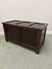 Vintage Oak Coffer,  Dark Wood Blanket Chest, Vintage Storage Trunk