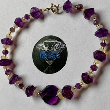 9CT GOLD AA GRADE AMETHYST AND FIRE OPAL BRACELET,HANDMADE IN UK, STAMPED 375