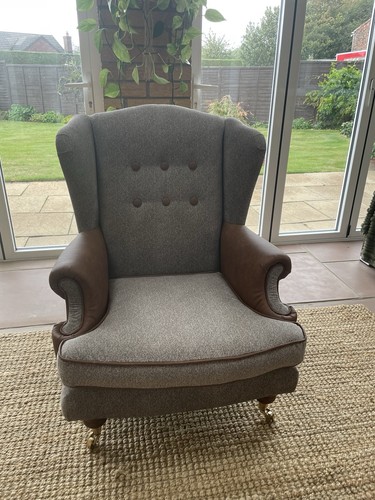 Brown faux leather and tweed - brown,