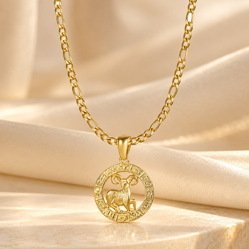 Gold zodiac necklace horoscope - zodiac,