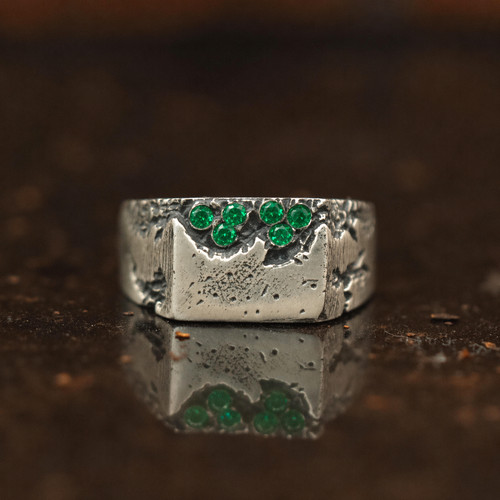 Emerald vintage mens ring - emerald,