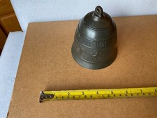 ANTIQUE BELL BRASS / BRONZE LATIN INSCRIPTION FRONT DOOR GARDEN GATE DINNER OLD