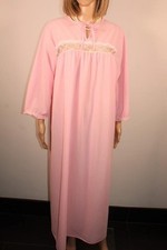 VTG PINK VICTORIAN STYLE SILKY SHEER BRUSH NYLON & LACE NIGHTDRESS 18-20 LONG