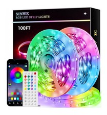 30m RGB Led Strip Light Music Sync Color Changing Smart App & Remote Control