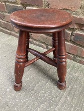 1960’s Oak Single Vintage Solid Heavy Small Stool/ Play Room  /Kitchen /Office