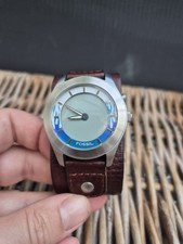Vintage Fossil Big Tic Flame Watch Leather Strap Y2K - Read Description